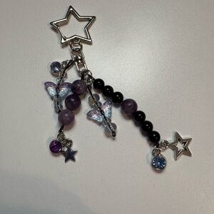 Star and Bead Keychain with Butterfly Charms